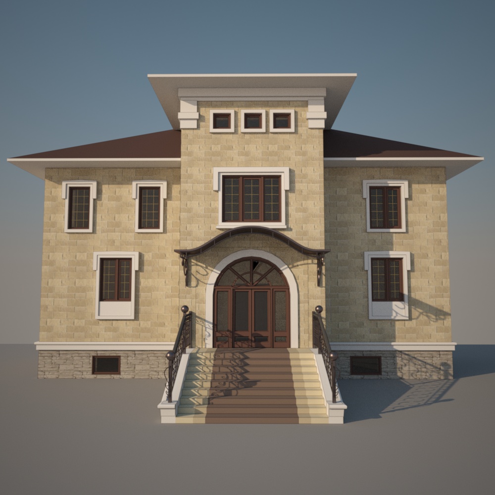3d-дизайн-проект входной группы частного коттеджа. Объект в г. Уральск (Казахстан).