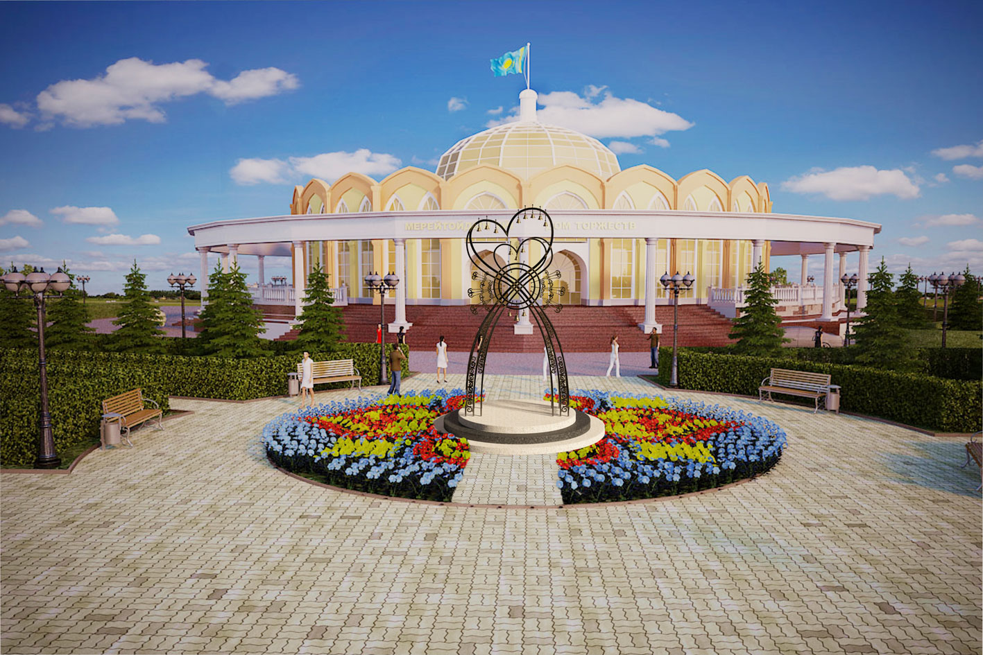 3d-дизайн-проект МАФа "Арка влюбленных". Предполагаемый материал изготовления: кованный металл.
